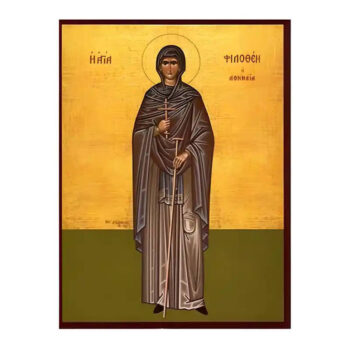 Εικόνα Ορθοδοξίας με περίγραμμα χρυσό σε ξύλο Φλαμουρίας με βάση Εικόνα Αγία Φιλοθέη, η Αθηναία Χειροποίητη Ελληνορθόδοξη , Κρεμαστή πλάκα βυζαντινής τέχνης, χριστιανική τέχνη Διάσταση 45x35 cm (17,7 x 13,8 ίντσες) INTRAEK-6294670515 - Image 1