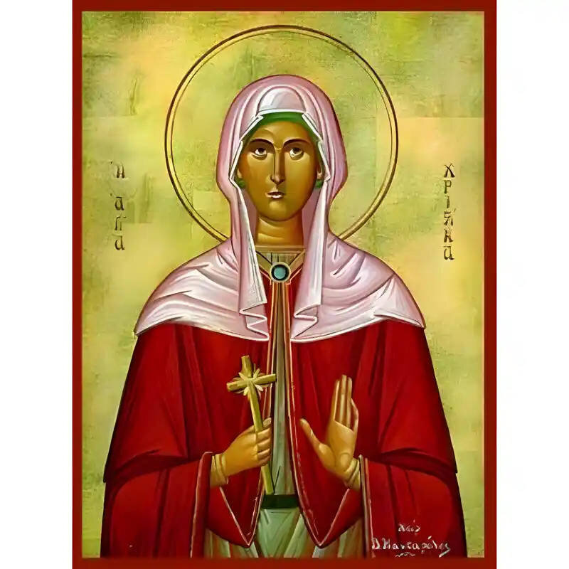 Εικόνα Ορθοδοξίας με περίγραμμα χρυσό σε ξύλο Φλαμουρίας  με  βάση Εικόνα Αγία Χριστίνα Χειροποίητη Ελληνορθόδοξη , Κρεμαστή πλάκα βυζαντινής τέχνης, χριστιανική τέχνη Διάσταση 45x35 cm (17,7 x 13,8 ίντσες) INTRAEK-6294670507