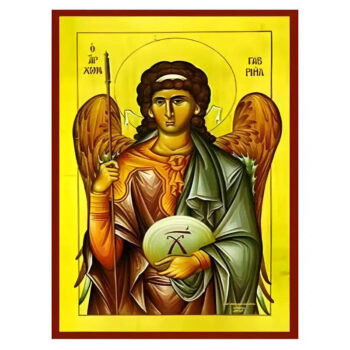 Εικόνα Ορθοδοξίας με περίγραμμα χρυσό σε ξύλο Φλαμουρίας  με  βάση Εικόνα Αρχάγγελος Γαβριήλ Χειροποίητη Ελληνορθόδοξη , Κρεμαστή πλάκα βυζαντινής τέχνης, χριστιανική τέχνη Διάσταση 45x35 cm (17,7 x 13,8 ίντσες) INTRAEK-6294670435 - Image 1