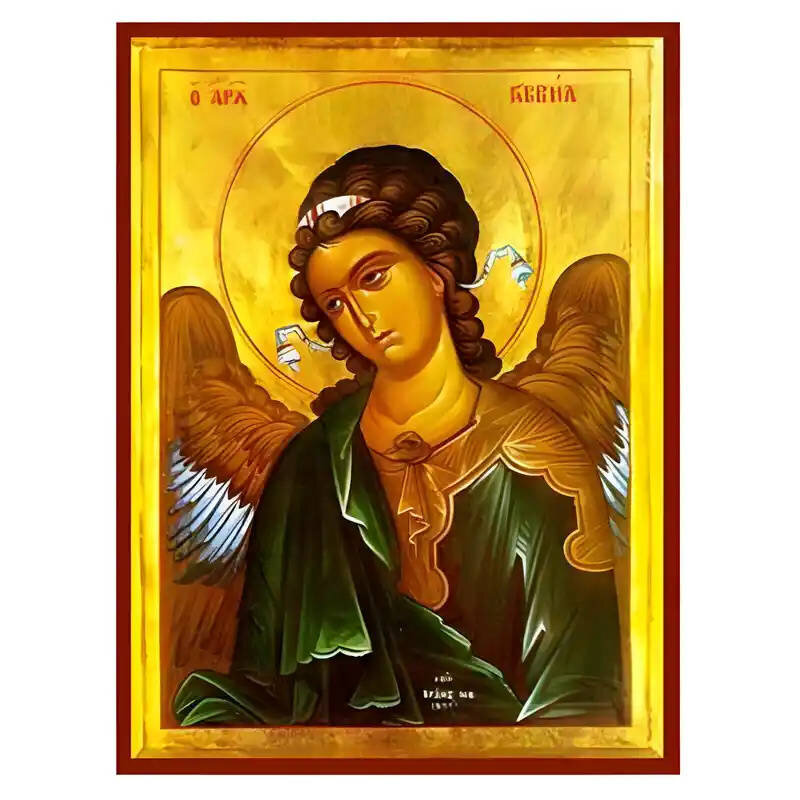Εικόνα Ορθοδοξίας με περίγραμμα χρυσό σε ξύλο Φλαμουρίας  με  βάση Εικόνα Αρχάγγελος Γαβριήλ Χειροποίητη Ελληνορθόδοξη , Κρεμαστή πλάκα βυζαντινής τέχνης, χριστιανική τέχνη Διάσταση 45x35 cm (17,7 x 13,8 ίντσες) INTRAEK-6294670434