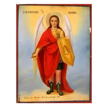 Εικόνα Ορθοδοξίας με περίγραμμα χρυσό σε ξύλο Φλαμουρίας  με  βάση Εικόνα Αρχάγγελος Μιχαήλ Χειροποίητη Ελληνορθόδοξη , Κρεμαστή πλάκα βυζαντινής τέχνης, χριστιανική τέχνη Διάσταση 45x35 cm (17,7 x 13,8 ίντσες) INTRAEK-6294670428 - Image 1
