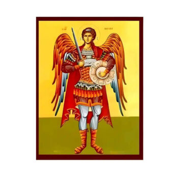 Εικόνα Ορθοδοξίας με περίγραμμα χρυσό σε ξύλο Φλαμουρίας  με  βάση Εικόνα Αρχάγγελος Μιχαήλ Χειροποίητη Ελληνορθόδοξη , Κρεμαστή πλάκα βυζαντινής τέχνης, χριστιανική τέχνη Διάσταση 45x35 cm (17,7 x 13,8 ίντσες) INTRAEK-6294670427 - Image 1