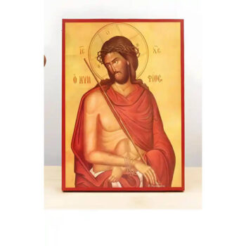 Εικόνα Ορθοδοξίας με περίγραμμα χρυσό σε ξύλο Φλαμουρίας  με  βάση Ιησούς Χριστός "Νύμφιος" ο Νυμφίος, Ξύλινη Χειροποίητη Εικόνα Ελληνικού Βυζαντινού Στυλ Κρεμαστή σε Ξύλινη Πλάκα Θρησκευτικό Θέμα Χειροποίητη Ελληνορθόδοξη εικόνα του Ιησού Χριστού, Κρεμαστή πλάκα βυζαντινής τέχνης, χριστιανική τέχνη Διάσταση 40x30 cm (15,8 x 11,8 ίντσες)  INTRAEK-2111200 - Image 1