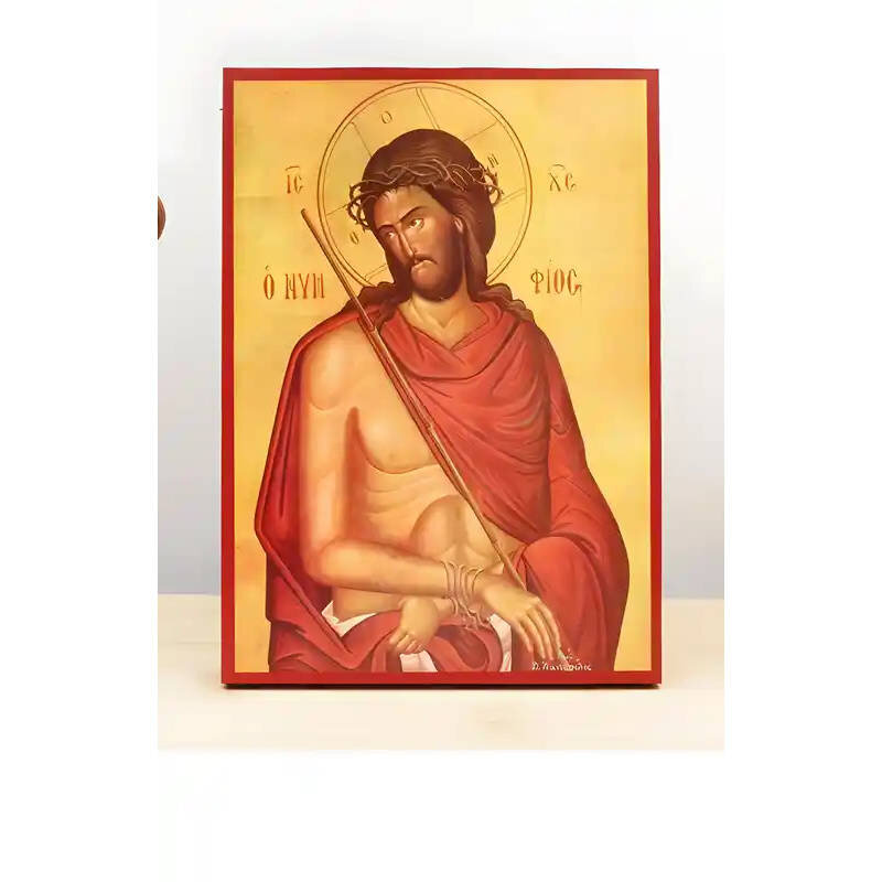 Εικόνα Ορθοδοξίας με περίγραμμα χρυσό σε ξύλο Φλαμουρίας  με  βάση Ιησούς Χριστός "Νύμφιος" ο Νυμφίος, Ξύλινη Χειροποίητη Εικόνα Ελληνικού Βυζαντινού Στυλ Κρεμαστή σε Ξύλινη Πλάκα Θρησκευτικό Θέμα Χειροποίητη Ελληνορθόδοξη εικόνα του Ιησού Χριστού, Κρεμαστή πλάκα βυζαντινής τέχνης, χριστιανική τέχνη Διάσταση 10x7 cm (3,9 x 2,8 ίντσες)  INTRAEK-11200