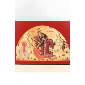 Εικόνα Ορθοδοξίας με περίγραμμα χρυσό σε ξύλο Φλαμουρίας  με  βάση The Sacrifice of Abraham, Ξύλινη Χειροποίητη Εικόνα Ελληνικού Premium Βυζαντινού Στυλ Κρεμασμένος σε ξύλινη πλάκα Θρησκευτικό θέμα Χειροποίητη Ελληνορθόδοξη εικόνα του Ιησού Χριστού, Κρεμαστή πλάκα βυζαντινής τέχνης, χριστιανική τέχνη Διάσταση 15x11 cm (5,9 x 4,3 ίντσες)  INTRAEK-611199 - Image 1