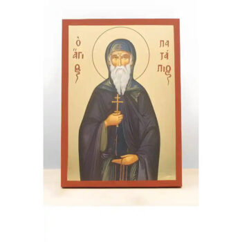 Εικόνα Ορθοδοξίας με περίγραμμα χρυσό σε ξύλο Φλαμουρίας  με  βάση Άγιος Πατάπιος Θηβών, Ξύλινη Χειροποίητη Εικόνα μεΨηφιακή Εκτύπωση Ελληνικού Premium Βυζαντινού Στυλ Κρεμαστό τοίχου Θρησκευτικό Θέμα Χειροποίητη Ελληνορθόδοξη εικόνα του Ιησού Χριστού, Κρεμαστή πλάκα βυζαντινής τέχνης, χριστιανική τέχνη 45x35 cm (17,7 x 13,8 ίντσες)  INTRAEK-342111175 - Image 1