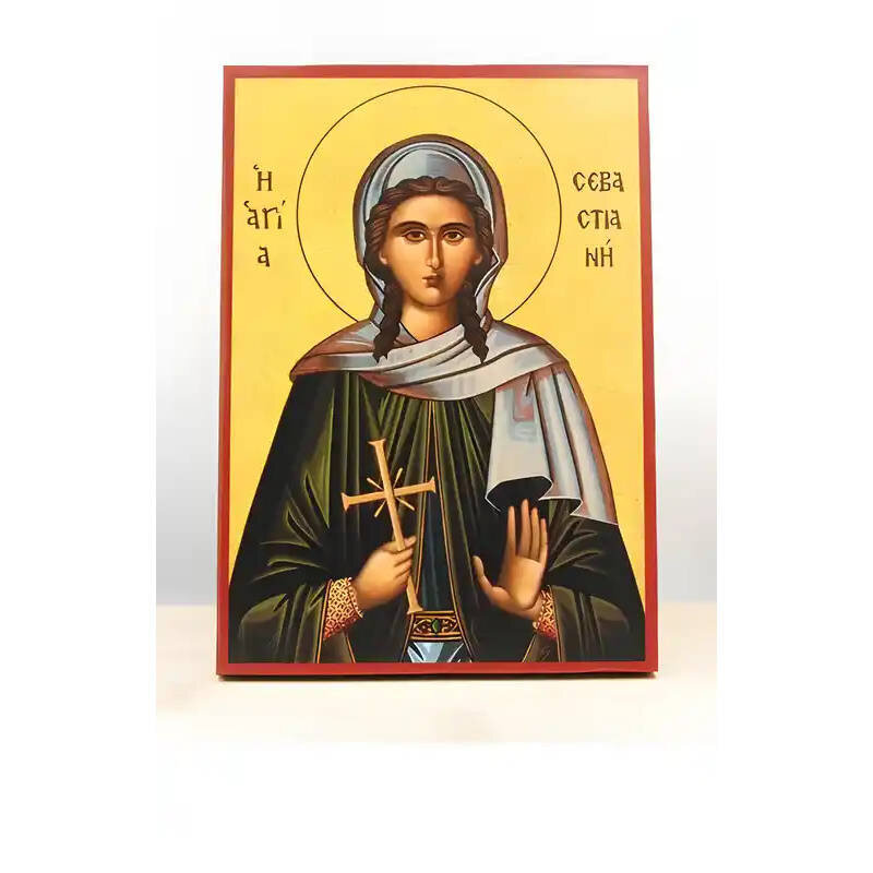 Εικόνα Ορθοδοξίας με περίγραμμα χρυσό σε ξύλο Φλαμουρίας  με  βάση Άγιος Σεβαστιανός ο Μάρτυρας, Ξύλινη Χειροποίητη Εικόνα Ελληνικού Βυζαντινού Στυλ Κρεμασμένη σε ξύλινη πλάκα Χειροποίητη Ελληνορθόδοξη εικόνα του Ιησού Χριστού, Κρεμαστή πλάκα βυζαντινής τέχνης, χριστιανική τέχνη Διάσταση 10x7 cm (3,9 x 2,8 ίντσες)  INTRAEK-11159