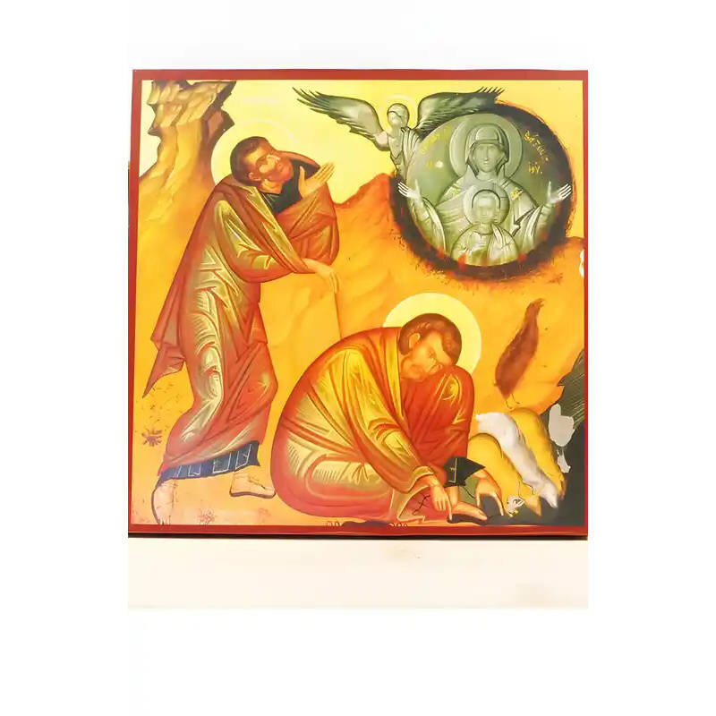 Εικόνα Ορθοδοξίας με περίγραμμα χρυσό σε ξύλο Φλαμουρίας  με  βάση Ο Προφήτης Μωυσής και ο Φλεγόμενος Θάμνος, Ξύλινη Χειροποίητη Εικόνα Ελληνικού Premium Βυζαντινού Στυλ Κρεμασμένο σε Ξυλόπλακα Θρησκευτικό θέμα Χειροποίητη Ελληνορθόδοξη εικόνα του Ιησού Χριστού, Κρεμαστή πλάκα βυζαντινής τέχνης, χριστιανική τέχνη Διάσταση 10x7 cm (3,9 x 2,8 ίντσες)  INTRAEK-11142