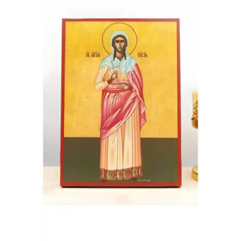 Εικόνα Ορθοδοξίας με περίγραμμα χρυσό σε ξύλο Φλαμουρίας  με  βάση Saints “Pisti” Faith, Ξύλινη Χειροποίητη Εικόνα Ελληνικού Premium Βυζαντινού Στυλ Κρεμαστή σε ξύλινη πλάκα Χειροποίητη Ελληνορθόδοξη εικόνα του Ιησού Χριστού, Κρεμαστή πλάκα βυζαντινής τέχνης, χριστιανική τέχνη 45x35 cm (17,7 x 13,8 ίντσες)  INTRAEK-342111132 - Image 1