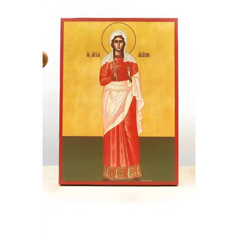 Εικόνα Ορθοδοξίας με περίγραμμα χρυσό σε ξύλο Φλαμουρίας  με  βάση Φιλανθρωπικό ίδρυμα Αγίας «Αγάπη», Ξύλινη Χειροποίητη Εικόνα Ελληνικής Premium Βυζαντινού Στυλ Κρεμαστή σε ξύλινη πλάκα Χειροποίητη Ελληνορθόδοξη εικόνα του Ιησού Χριστού, Κρεμαστή πλάκα βυζαντινής τέχνης, χριστιανική τέχνη 45x35 cm (17,7 x 13,8 ίντσες)  INTRAEK-342111130