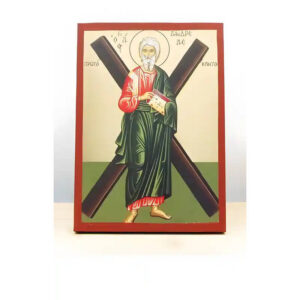 Εικόνα Ορθοδοξίας με περίγραμμα χρυσό σε ξύλο Φλαμουρίας  με  βάση Άγιος Απόστολος Ανδρέας ο Πρωτόκλητος, Ξύλινη Χειροποίητη Εικόνα με Ψηφιακή Εκτύπωση Ελληνικό Premium Βυζαντινού Στυλ Κρεμαστή στον τοίχο Θρησκευτικό Θέμα Χειροποίητη Ελληνορθόδοξη εικόνα του Ιησού Χριστού, Κρεμαστή πλάκα βυζαντινής τέχνης, χριστιανική τέχνη 45x35 cm (17,7 x 13,8 ίντσες)  INTRAEK-342111108