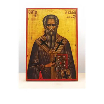 Εικόνα Ορθοδοξίας με περίγραμμα χρυσό σε ξύλο Φλαμουρίας  με  βάση Άγιος Αχιλλέας "Αχίλλειος" Λάρισας, Ξύλινη Χειροποίητη Εικόνα Ελληνικού Βυζαντινού Στυλ Κρεμαστή σε ξύλινη πλάκα Θρησκευτικό Θέμα Χειροποίητη Ελληνορθόδοξη εικόνα του Ιησού Χριστού, Κρεμαστή πλάκα βυζαντινής τέχνης, χριστιανική τέχνη 45x35 cm (17,7 x 13,8 ίντσες)  INTRAEK-342111104 - Image 1