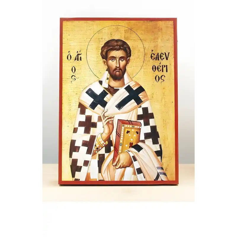 Εικόνα Ορθοδοξίας με περίγραμμα χρυσό σε ξύλο Φλαμουρίας  με  βάση Άγιος Ελευθέριος, Ξύλινη Χειροποίητη Εικόνα Ελληνικού Premium Βυζαντινού Στυλ Κρεμαστή σε ξύλινη πλάκα Θρησκευτικό θέμα Χειροποίητη Ελληνορθόδοξη εικόνα του Ιησού Χριστού, Κρεμαστή πλάκα βυζαντινής τέχνης, χριστιανική τέχνη 45x35 cm (17,7 x 13,8 ίντσες)  INTRAEK-342111100