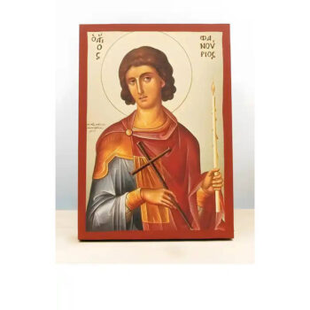Εικόνα Ορθοδοξίας με περίγραμμα χρυσό σε ξύλο Φλαμουρίας  με  βάση Άγιος Φανούριος ο Νεοφανής, Ξύλινη Χειροποίητη Εικόνα μεΨηφιακή Εκτύπωση θρησκευτικό θέμα Ελληνικό Premium Βυζαντινού Στυλ σε τοίχο Χειροποίητη Ελληνορθόδοξη εικόνα του Ιησού Χριστού, Κρεμαστή πλάκα βυζαντινής τέχνης, χριστιανική τέχνη Διάσταση 40x30 cm (15,8 x 11,8 ίντσες)  INTRAEK-2111093 - Image 1
