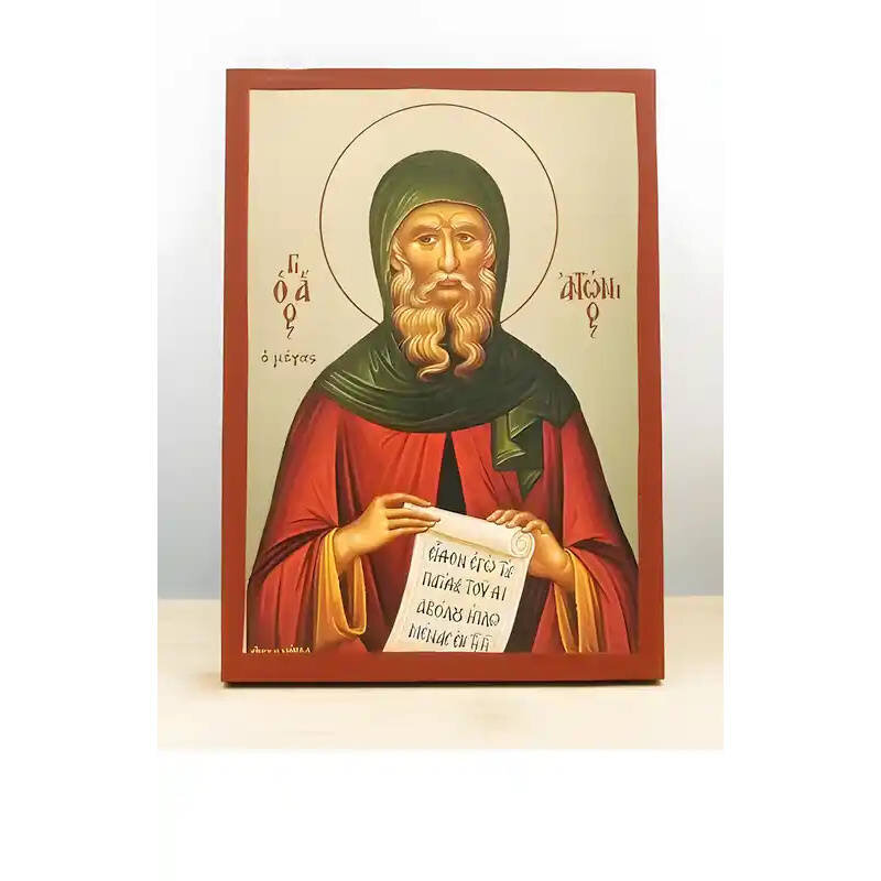 Εικόνα Ορθοδοξίας με περίγραμμα χρυσό σε ξύλο Φλαμουρίας  με  βάση Άγιος Αντώνιος ο Μέγας, Ξύλινη χειροποίητη εικόνα μεΨηφιακή Εκτύπωση θρησκευτικό θέμα Ελληνικό Premium Βυζαντινού ρυθμού Χειροποίητη Ελληνορθόδοξη εικόνα του Ιησού Χριστού, Κρεμαστή πλάκα βυζαντινής τέχνης, χριστιανική τέχνη Διάσταση 10x7 cm (3,9 x 2,8 ίντσες)  INTRAEK-11092