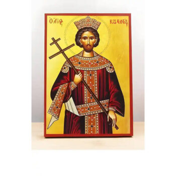 Εικόνα Ορθοδοξίας με περίγραμμα χρυσό σε ξύλο Φλαμουρίας  με  βάση Άγιος Κωνσταντίνος ο Μέγας, Ξύλινη Χειροποίητη Εικόνα Ελληνικής Premium Βυζαντινού Στυλ Κρεμασμένη σε ξύλινη πλάκα Χειροποίητη Ελληνορθόδοξη εικόνα του Ιησού Χριστού, Κρεμαστή πλάκα βυζαντινής τέχνης, χριστιανική τέχνη Διάσταση 40x30 cm (15,8 x 11,8 ίντσες)  INTRAEK-2111085 - Image 1