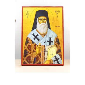 Εικόνα Ορθοδοξίας με περίγραμμα χρυσό σε ξύλο Φλαμουρίας με βάση Άγιος Νεκτάριος Μητροπολίτης Πενταπόλεως και Θαυματουργός Αίγινας, Ξύλινη Χειροποίητη Εικόνα Ελληνικής Βυζαντινής Τεχνοτροπίας Επιτοίχια Χειροποίητη Ελληνορθόδοξη εικόνα του Ιησού Χριστού, Κρεμαστή πλάκα βυζαντινής τέχνης, χριστιανική τέχνη 45x35 cm (17,7 x 13,8 ίντσες) INTRAEK-342111079 - Image 1