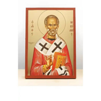Εικόνα Ορθοδοξίας με περίγραμμα χρυσό σε ξύλο Φλαμουρίας  με  βάση Άγιος Νικόλαος των Μύρων, Ξύλινη Χειροποίητη Εικόνα με Φύλλο Χρυσού Θρησκευτικό Θέμα Ελληνικού Premium Βυζαντινού Στυλ Χειροποίητη Ελληνορθόδοξη εικόνα του Ιησού Χριστού, Κρεμαστή πλάκα βυζαντινής τέχνης, χριστιανική τέχνη 45x35 cm (17,7 x 13,8 ίντσες)  INTRAEK-342111063 - Image 1