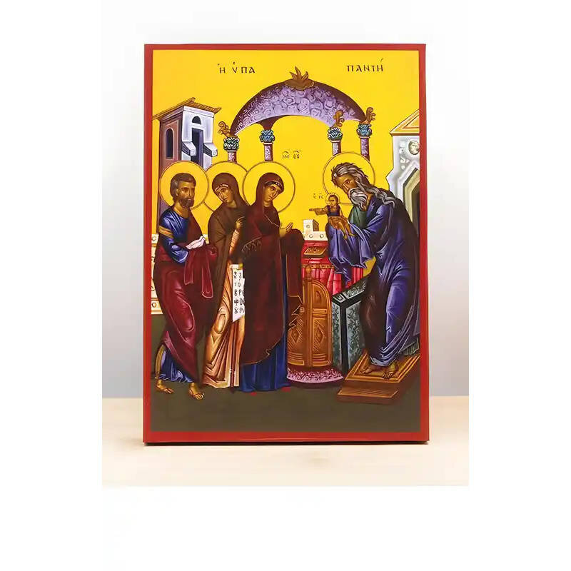 Εικόνα Ορθοδοξίας με περίγραμμα χρυσό σε ξύλο Φλαμουρίας  με  βάση Η Παρουσίαση του Ιησού Χριστού στο Ναό της Ιερουσαλήμ, Ξύλινη Χειροποίητη Εικόνα Ελληνικού Premium Βυζαντινού Στυλ Κρεμασμένη σε ξύλινη πλάκα Χειροποίητη Ελληνορθόδοξη εικόνα του Ιησού Χριστού, Κρεμαστή πλάκα βυζαντινής τέχνης, χριστιανική τέχνη Διάσταση 10x7 cm (3,9 x 2,8 ίντσες)  INTRAEK-11059