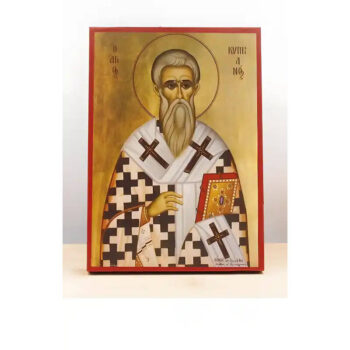 Εικόνα Ορθοδοξίας με περίγραμμα χρυσό σε ξύλο Φλαμουρίας με βάση Άγιος Κύπριος «Κυπριανός», Ξύλινη Χειροποίητη Εικόνα Ελληνικού Βυζαντινού Στυλ Κρεμαστή σε ξύλινη πλάκα Χειροποίητη Ελληνορθόδοξη εικόνα του Ιησού Χριστού, Κρεμαστή πλάκα βυζαντινής τέχνης, χριστιανική τέχνη Διάσταση 40x30 cm (15,8 x 11,8 ίντσες) INTRAEK-2111057 - Image 1