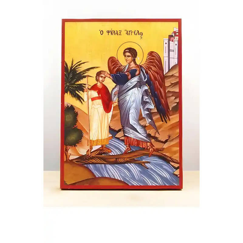 Εικόνα Ορθοδοξίας με περίγραμμα χρυσό σε ξύλο Φλαμουρίας  με  βάση Φύλακας Άγγελος, Ξύλινη Χειροποίητη Εικόνα Ελληνικού Premium Βυζαντινού Στυλ Κρεμασμένο σε ξύλινη πλάκα Θρησκευτικό θέμα Χειροποίητη Ελληνορθόδοξη εικόνα του Ιησού Χριστού, Κρεμαστή πλάκα βυζαντινής τέχνης, χριστιανική τέχνη Δίασταση 50x40 cm (19,7 x 15,8)  INTRAEK-11342111049
