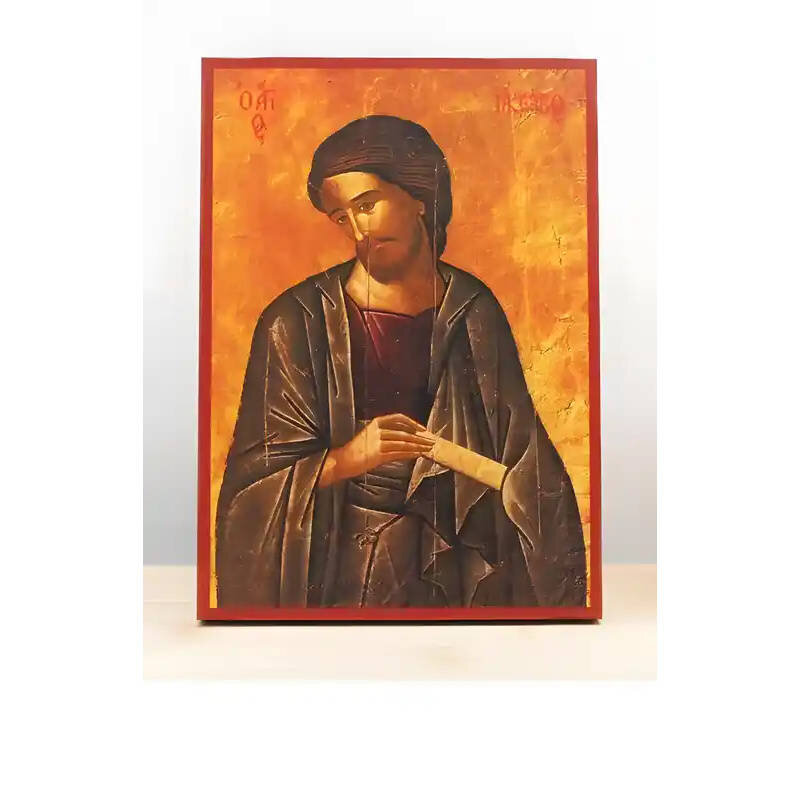 Εικόνα Ορθοδοξίας με περίγραμμα χρυσό σε ξύλο Φλαμουρίας  με  βάση Άγιος Ιάκωβος αδερφός του Ιησού, Ξύλινη Χειροποίητη Εικόνα Ελληνικού Premium Βυζαντινού Στυλ Κρεμασμένο σε ξύλινη πλάκα Θρησκευτικό θέμα Χειροποίητη Ελληνορθόδοξη εικόνα του Ιησού Χριστού, Κρεμαστή πλάκα βυζαντινής τέχνης, χριστιανική τέχνη Διάσταση 26x20 cm (10,2 x 7,9 ίντσες)  INTRAEK-22611040