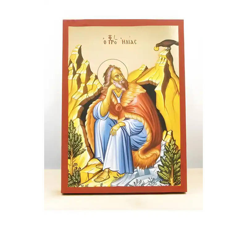 Εικόνα Ορθοδοξίας με περίγραμμα χρυσό σε ξύλο Φλαμουρίας  με  βάση Άγιος Προφήτης Ηλίας ή Ηλίας, Ξύλινη Χειροποίητη Εικόνα με Ψηφιακή Εκτύπωση Ελληνικό Premium Βυζαντινού Στυλ Κρεμαστό τοίχου Θρησκευτικό Θέμα Χειροποίητη Ελληνορθόδοξη εικόνα του Ιησού Χριστού, Κρεμαστή πλάκα βυζαντινής τέχνης, χριστιανική τέχνη Διάσταση 10x7 cm (3,9 x 2,8 ίντσες)  INTRAEK-11034
