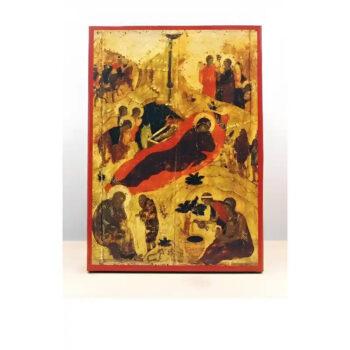 Εικόνα Ορθοδοξίας με περίγραμμα χρυσό σε ξύλο Φλαμουρίας  με  βάση Genesis of Jesus Christ Old Style, Ξύλινη Χειροποίητη Εικόνα Ελληνικού Premium Βυζαντινού Στυλ Κρεμασμένο σε ξύλινη πλάκα Ορθόδοξο Θρησκευτικό Θέμα Χειροποίητη Ελληνορθόδοξη εικόνα του Ιησού Χριστού, Κρεμαστή πλάκα βυζαντινής τέχνης, χριστιανική τέχνη 45x35 cm (17,7 x 13,8 ίντσες)  INTRAEK-342111033 - Image 1