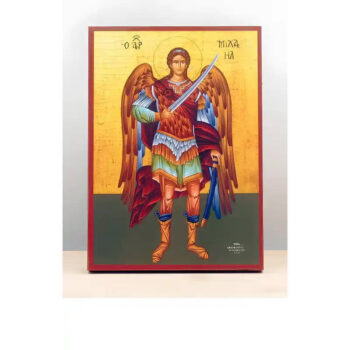 Εικόνα Ορθοδοξίας με περίγραμμα χρυσό σε ξύλο Φλαμουρίας  με  βάση Αρχάγγελος Μιχαήλ Fullbody, Ξύλινη Χειροποίητη Εικόνα Ελληνικού Premium Βυζαντινού Στυλ Κρεμαστή σε ξύλινη πλάκα Θρησκευτικό θέμα Χειροποίητη Ελληνορθόδοξη εικόνα του Ιησού Χριστού, Κρεμαστή πλάκα βυζαντινής τέχνης, χριστιανική τέχνη Διάσταση 40x30 cm (15,8 x 11,8 ίντσες)  INTRAEK-2111028 - Image 1
