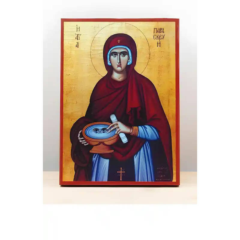 Εικόνα Ορθοδοξίας με περίγραμμα χρυσό σε ξύλο Φλαμουρίας  με  βάση Αγία Παρασκευή Ρώμης, Ξύλινη Χειροποίητη Εικόνα Ελληνικού Βυζαντινού Στυλ Κρεμασμένη σε ξύλινη πλάκα Χειροποίητη Ελληνορθόδοξη εικόνα του Ιησού Χριστού, Κρεμαστή πλάκα βυζαντινής τέχνης, χριστιανική τέχνη Δίασταση 50x40 cm (19,7 x 15,8)  INTRAEK-11342111014