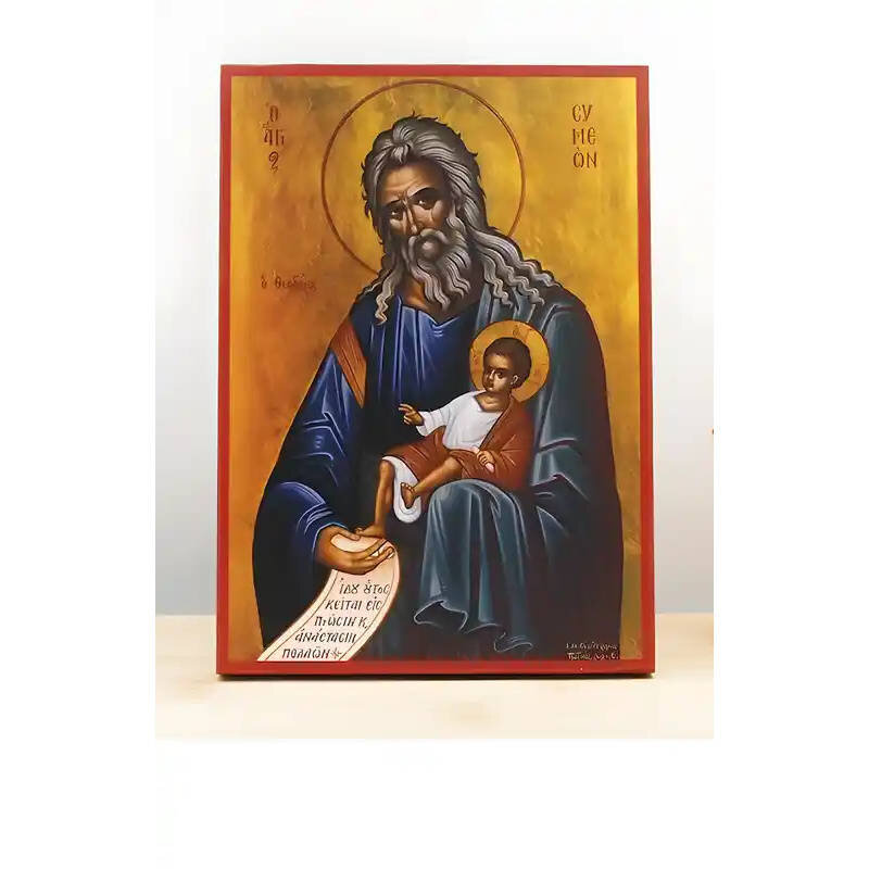 Εικόνα Ορθοδοξίας με περίγραμμα χρυσό σε ξύλο Φλαμουρίας  με  βάση Άγιος Συμεών ο Θεολήπτης, Ξύλινη Χειροποίητη Εικόνα Ελληνικής Κορυφαίας Βυζαντινής τεχνοτροπίας Κρεμασμένη σε ξύλινη πλάκα Χειροποίητη Ελληνορθόδοξη εικόνα του Ιησού Χριστού, Κρεμαστή πλάκα βυζαντινής τέχνης, χριστιανική τέχνη Διάσταση 26x20 cm (10,2 x 7,9 ίντσες)  INTRAEK-22611010