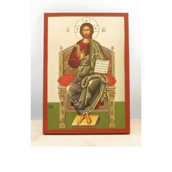 Εικόνα Ορθοδοξίας με περίγραμμα χρυσό σε ξύλο Φλαμουρίας με βάση Ένθρονος Ιησούς Χριστός, Ξύλινη Χειροποίητη Εικόνα με Φύλλο Χρυσού Τοίχου Ελληνικού Premium Βυζαντινού Στυλ Κρεμασμένο σε ξύλινη πλάκα Θρησκευτικό Θέμα Χειροποίητη Ελληνορθόδοξη εικόνα του Ιησού Χριστού, Κρεμαστή πλάκα βυζαντινής τέχνης, χριστιανική τέχνη Διάσταση 40x30 cm (15,8 x 11,8 ίντσες) INTRAEK-2110999 - Image 1