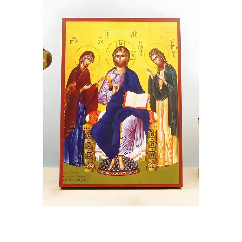 Εικόνα Ορθοδοξίας με περίγραμμα χρυσό σε ξύλο Φλαμουρίας  με  βάση Jesus Christ Small Deesis, Ξύλινη Χειροποίητη Εικόνα Ελληνικού Premium Βυζαντινού Στυλ Κρεμαστή σε ξύλινη πλάκα Θρησκευτικό θέμα Χειροποίητη Ελληνορθόδοξη εικόνα του Ιησού Χριστού, Κρεμαστή πλάκα βυζαντινής τέχνης, χριστιανική τέχνη Διάσταση 10x7 cm (3,9 x 2,8 ίντσες)  INTRAEK-10984
