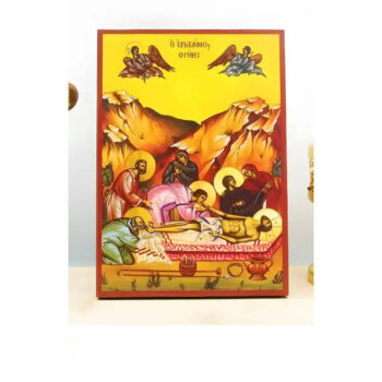 Εικόνα Ορθοδοξίας με περίγραμμα χρυσό σε ξύλο Φλαμουρίας  με  βάση Ιησούς Χριστός Θρενωδία στον τάφο "Επιτάφιος Θρήνος", Ξύλινη Χειροποίητη Εικόνα Ελληνικού Βυζαντινού Στυλ Κρεμαστή σε ξύλινη πλάκα Χειροποίητη Ελληνορθόδοξη εικόνα του Ιησού Χριστού, Κρεμαστή πλάκα βυζαντινής τέχνης, χριστιανική τέχνη Διάσταση 40x30 cm (15,8 x 11,8 ίντσες)  INTRAEK-2110981 - Image 1