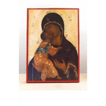 Εικόνα Ορθοδοξίας με περίγραμμα χρυσό σε ξύλο Φλαμουρίας  με  βάση Παναγία του Βλαδίμηρου με τον Ιησού Παλιάς τεχνοτροπίας, Ξύλινη Χειροποίητη Εικόνα Ελληνικής Κορυφαίας Βυζαντινής Στυλ Κρεμασμένη σε ξύλινη πλάκα Θρησκευτικό Χειροποίητη Ελληνορθόδοξη εικόνα του Ιησού Χριστού, Κρεμαστή πλάκα βυζαντινής τέχνης, χριστιανική τέχνη Διάσταση 40x30 cm (15,8 x 11,8 ίντσες)  INTRAEK-2110979 - Image 1