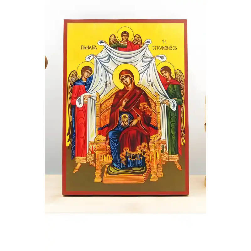 Εικόνα Ορθοδοξίας με περίγραμμα χρυσό σε ξύλο Φλαμουρίας  με  βάση Παναγία στην εγκυμοσύνη, Ξύλινη Χειροποίητη Εικόνα Ελληνικού Premium Βυζαντινού Στυλ Κρεμασμένο σε ξύλινη πλάκα Θρησκευτικό θέμα Χειροποίητη Ελληνορθόδοξη εικόνα του Ιησού Χριστού, Κρεμαστή πλάκα βυζαντινής τέχνης, χριστιανική τέχνη Διάσταση 10x7 cm (3,9 x 2,8 ίντσες)  INTRAEK-10953