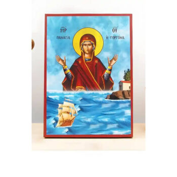 Εικόνα Ορθοδοξίας με περίγραμμα χρυσό σε ξύλο Φλαμουρίας  με  βάση Παναγία η Γοργόνα, Ξύλινη Χειροποίητη Εικόνα Ελληνικού Premium Βυζαντινού Στυλ Κρεμαστή σε ξύλινη πλάκα Θρησκευτικό θέμα Χειροποίητη Ελληνορθόδοξη εικόνα του Ιησού Χριστού, Κρεμαστή πλάκα βυζαντινής τέχνης, χριστιανική τέχνη 45x35 cm (17,7 x 13,8 ίντσες)  INTRAEK-342110952 - Image 1