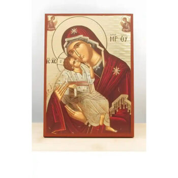 Εικόνα Ορθοδοξίας με περίγραμμα χρυσό σε ξύλο Φλαμουρίας  με  βάση Παναγία Γλυκό Φιλί «Γλυκοφιλούσα» με τον Ιησού, Ξύλινη Χειροποίητη Εικόνα με Χαρακτική Ελληνική Βυζαντινού Στυλ τοίχου Χειροποίητη Ελληνορθόδοξη εικόνα του Ιησού Χριστού, Κρεμαστή πλάκα βυζαντινής τέχνης, χριστιανική τέχνη 45x35 cm (17,7 x 13,8 ίντσες)  INTRAEK-342110945 - Image 1