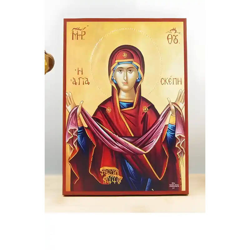 Εικόνα Ορθοδοξίας με περίγραμμα χρυσό σε ξύλο Φλαμουρίας  με  βάση Παναγία Ιερά Σκήπη, Ξύλινη Χειροποίητη Εικόνα Ελληνικού Βυζαντινού Στυλ Κρεμαστή σε ξύλινη πλάκα Θρησκευτικό Θέμα Χειροποίητη Ελληνορθόδοξη εικόνα του Ιησού Χριστού, Κρεμαστή πλάκα βυζαντινής τέχνης, χριστιανική τέχνη Δίασταση 50x40 cm (19,7 x 15,8)  INTRAEK-11342110934