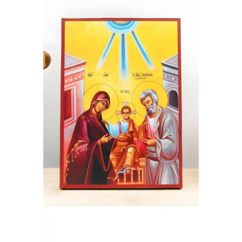 Εικόνα Ορθοδοξίας με περίγραμμα χρυσό σε ξύλο Φλαμουρίας  με  βάση Αγία Αγία Οικογένεια, Ξύλινη Χειροποίητη Εικόνα Ελληνικού Premium Βυζαντινού Στυλ Κρεμαστή σε ξύλινη πλάκα Θρησκευτικό θέμα Χειροποίητη Ελληνορθόδοξη εικόνα του Ιησού Χριστού, Κρεμαστή πλάκα βυζαντινής τέχνης, χριστιανική τέχνη 45x35 cm (17,7 x 13,8 ίντσες)  INTRAEK-342110929 - Image 1