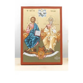 Εικόνα Ορθοδοξίας με περίγραμμα χρυσό σε ξύλο Φλαμουρίας  με  βάση Αγίας Τριάδας, Ξύλινη Χειροποίητη Εικόνα με Φύλλο Χρυσού Ελληνικού Βυζαντινού Στυλ Κρεμαστή σε ξύλινη πλάκα Θρησκευτικό θέμα Χειροποίητη Ελληνορθόδοξη εικόνα του Ιησού Χριστού, Κρεμαστή πλάκα βυζαντινής τέχνης, χριστιανική τέχνη 45x35 cm (17,7 x 13,8 ίντσες)  INTRAEK-342110921 - Image 1
