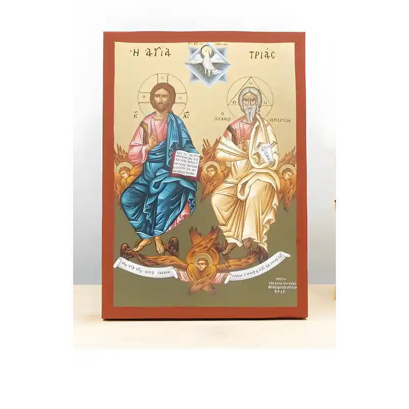 Εικόνα Ορθοδοξίας με περίγραμμα χρυσό σε ξύλο Φλαμουρίας  με  βάση Αγίας Τριάδας, Ξύλινη Χειροποίητη Εικόνα με Φύλλο Χρυσού Ελληνικού Βυζαντινού Στυλ Κρεμαστή σε ξύλινη πλάκα Θρησκευτικό θέμα Χειροποίητη Ελληνορθόδοξη εικόνα του Ιησού Χριστού, Κρεμαστή πλάκα βυζαντινής τέχνης, χριστιανική τέχνη Διάσταση 40x30 cm (15,8 x 11,8 ίντσες)  INTRAEK-2110921