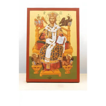 Εικόνα Ορθοδοξίας με περίγραμμα χρυσό σε ξύλο Φλαμουρίας  με  βάση Ιησούς Χριστός ο Μέγας Αρχιερέας. Ξύλινη Χειροποίητη Εικόνα μεΨηφιακή Εκτύπωση Ελληνικού Premium Βυζαντινού Στυλ Κρεμασμένο σε ξύλινη πλάκα Θρησκευτικό Χειροποίητη Ελληνορθόδοξη εικόνα του Ιησού Χριστού, Κρεμαστή πλάκα βυζαντινής τέχνης, χριστιανική τέχνη Διάσταση 15x11 cm (5,9 x 4,3 ίντσες)  INTRAEK-610907 - Image 1
