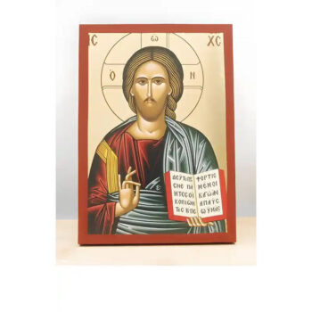 Εικόνα Ορθοδοξίας με περίγραμμα χρυσό σε ξύλο Φλαμουρίας με βάση Ευλογία Ιησού Χριστού, Ξύλινη Χειροποίητη Εικόνα με Φύλλο Χρυσού Ελληνικού Premium Βυζαντινού Στυλ τοίχου Κρεμασμένο σε ξύλινη πλάκα Θρησκευτικό Χειροποίητη Ελληνορθόδοξη εικόνα του Ιησού Χριστού, Κρεμαστή πλάκα βυζαντινής τέχνης, χριστιανική τέχνη Διάσταση 26x20 cm (10,2 x 7,9 ίντσες) INTRAEK-22610904 - Image 1