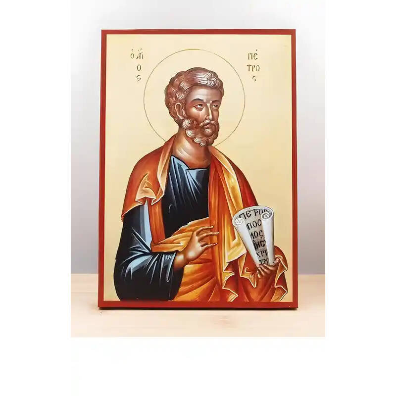 Εικόνα Ορθοδοξίας με περίγραμμα χρυσό σε ξύλο Φλαμουρίας  με  βάση Άγιος Απόστολος Πέτρος, Ξύλινη Χειροποίητη Εικόνα Ελληνικής Premium Βυζαντινού Στυλ Κρεμαστή σε ξύλινη πλάκα Θρησκευτικό θέμα Χειροποίητη Ελληνορθόδοξη εικόνα του Ιησού Χριστού, Κρεμαστή πλάκα βυζαντινής τέχνης, χριστιανική τέχνη Διάσταση 10x7 cm (3,9 x 2,8 ίντσες)  INTRAEK-10898