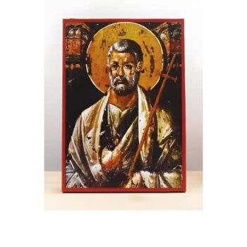 Εικόνα Ορθοδοξίας με περίγραμμα χρυσό σε ξύλο Φλαμουρίας  με  βάση Άγιος Απόστολος Πέτρος Φρέσκο, Ξύλινη Χειροποίητη Εικόνα Ελληνικού Premium Βυζαντινού Στυλ Κρεμαστή σε ξύλινη πλάκα Θρησκευτικό θέμα Χειροποίητη Ελληνορθόδοξη εικόνα του Ιησού Χριστού, Κρεμαστή πλάκα βυζαντινής τέχνης, χριστιανική τέχνη 45x35 cm (17,7 x 13,8 ίντσες)  INTRAEK-342110897 - Image 1