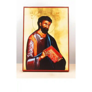 Εικόνα Ορθοδοξίας με περίγραμμα χρυσό σε ξύλο Φλαμουρίας  με  βάση Άγιος Απόστολος Μάρκος ο Ευαγγελιστής, Ξύλινη Χειροποίητη Εικόνα Ελληνικής Premium Βυζαντινού Στυλ Κρεμαστή σε ξύλινη πλάκα Θρησκευτικό θέμα Χειροποίητη Ελληνορθόδοξη εικόνα του Ιησού Χριστού, Κρεμαστή πλάκα βυζαντινής τέχνης, χριστιανική τέχνη 45x35 cm (17,7 x 13,8 ίντσες)  INTRAEK-342110874