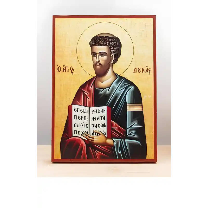 Εικόνα Ορθοδοξίας με περίγραμμα χρυσό σε ξύλο Φλαμουρίας  με  βάση Άγιος Απόστολος Λουκάς, Ξύλινη Χειροποίητη Εικόνα Ελληνικού Premium Βυζαντινού Στυλ Κρεμαστή σε ξύλινη πλάκα Θρησκευτικό θέμα Χειροποίητη Ελληνορθόδοξη εικόνα του Ιησού Χριστού, Κρεμαστή πλάκα βυζαντινής τέχνης, χριστιανική τέχνη 45x35 cm (17,7 x 13,8 ίντσες)  INTRAEK-342110873