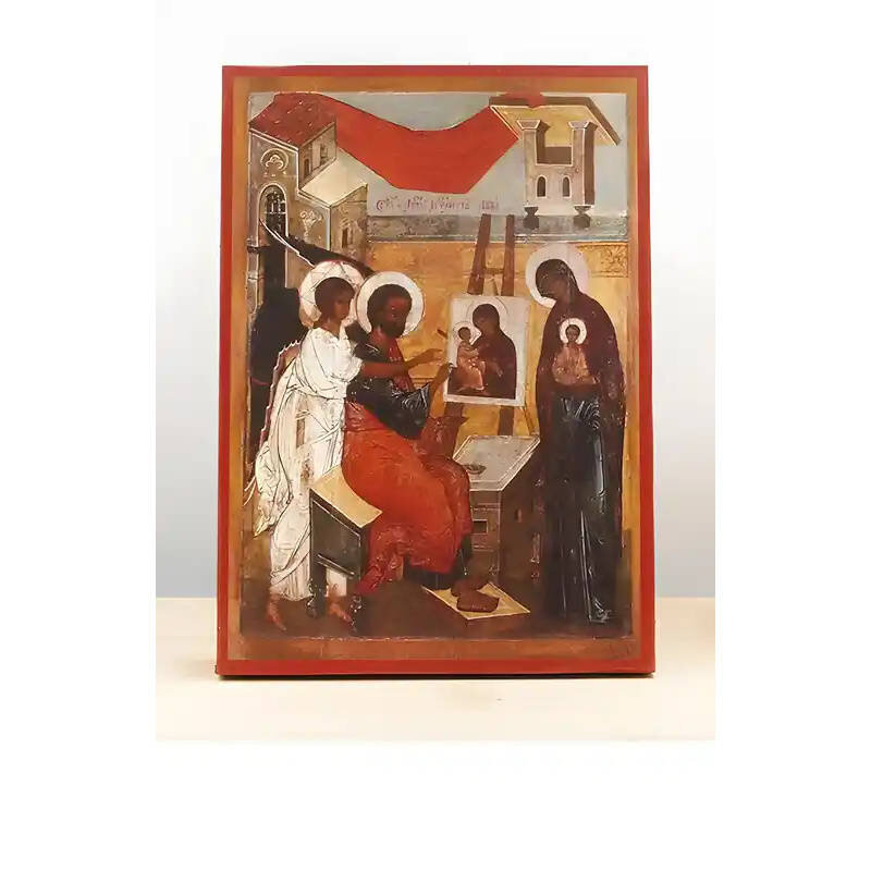 Εικόνα Ορθοδοξίας με περίγραμμα χρυσό σε ξύλο Φλαμουρίας  με  βάση Τοιχογραφία του Αγίου Αποστόλου Λουκά, Ξύλινη Χειροποίητη Εικόνα Ελληνικού Premium Βυζαντινού Στυλ Κρεμασμένο σε ξύλινη πλάκα Θρησκευτικό θέμα Χειροποίητη Ελληνορθόδοξη εικόνα του Ιησού Χριστού, Κρεμαστή πλάκα βυζαντινής τέχνης, χριστιανική τέχνη 45x35 cm (17,7 x 13,8 ίντσες)  INTRAEK-342110872