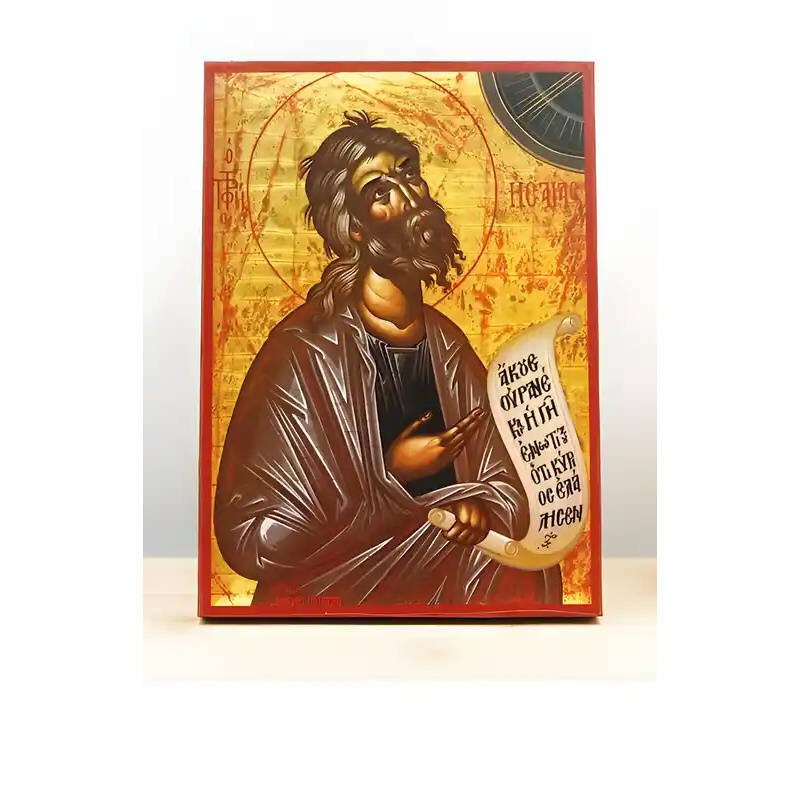 Εικόνα Ορθοδοξίας με περίγραμμα χρυσό σε ξύλο Φλαμουρίας  με  βάση Άγιος Προφήτης Ησαΐας, Ξύλινη Χειροποίητη Εικόνα Ελληνικού Premium Βυζαντινού Στυλ Κρεμαστή σε ξύλινη πλάκα Θρησκευτικό θέμα Χειροποίητη Ελληνορθόδοξη εικόνα του Ιησού Χριστού, Κρεμαστή πλάκα βυζαντινής τέχνης, χριστιανική τέχνη Διάσταση 10x7 cm (3,9 x 2,8 ίντσες)  INTRAEK-10865
